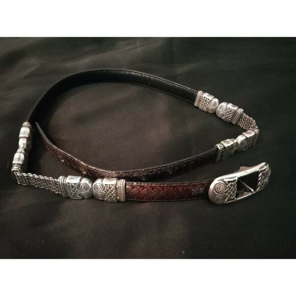 Vintage Brighton Celtic Viking Reversible Leather and Chain Mesh Belt M/32 main image 7
